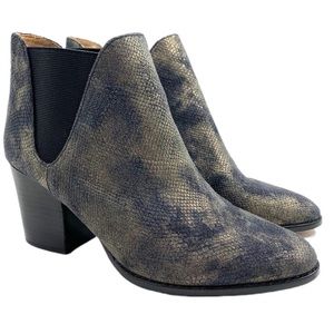 GILI Baldwyn Nero Black Metallic Leather Ankle Boots 7